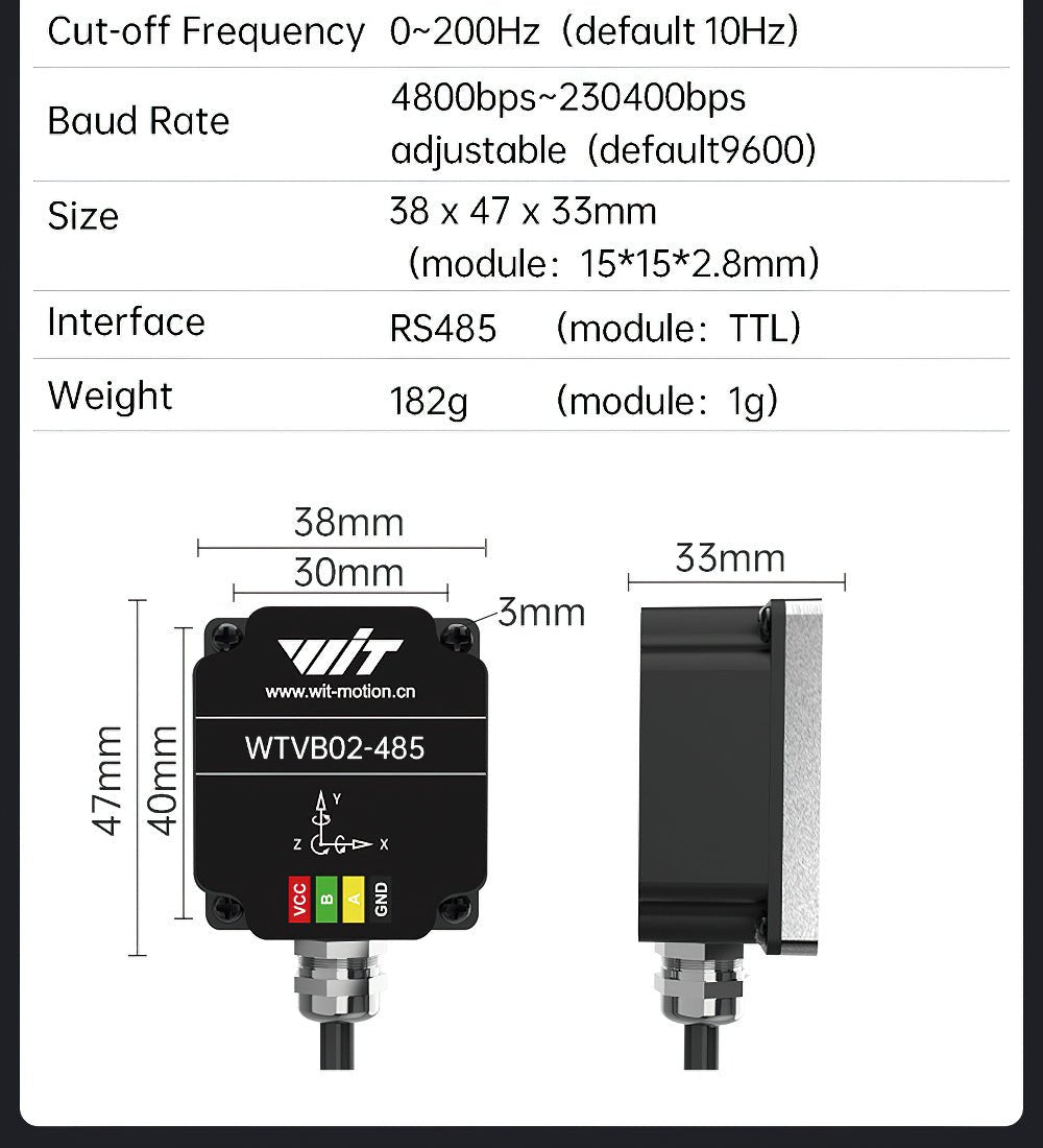 WTVB02 - 485 Magnet with 1 meter - Accelerometer+Inclinometer - mpu6050 - mpu9250+Angle Sensor Gyroscope for Arduino Magneometer.