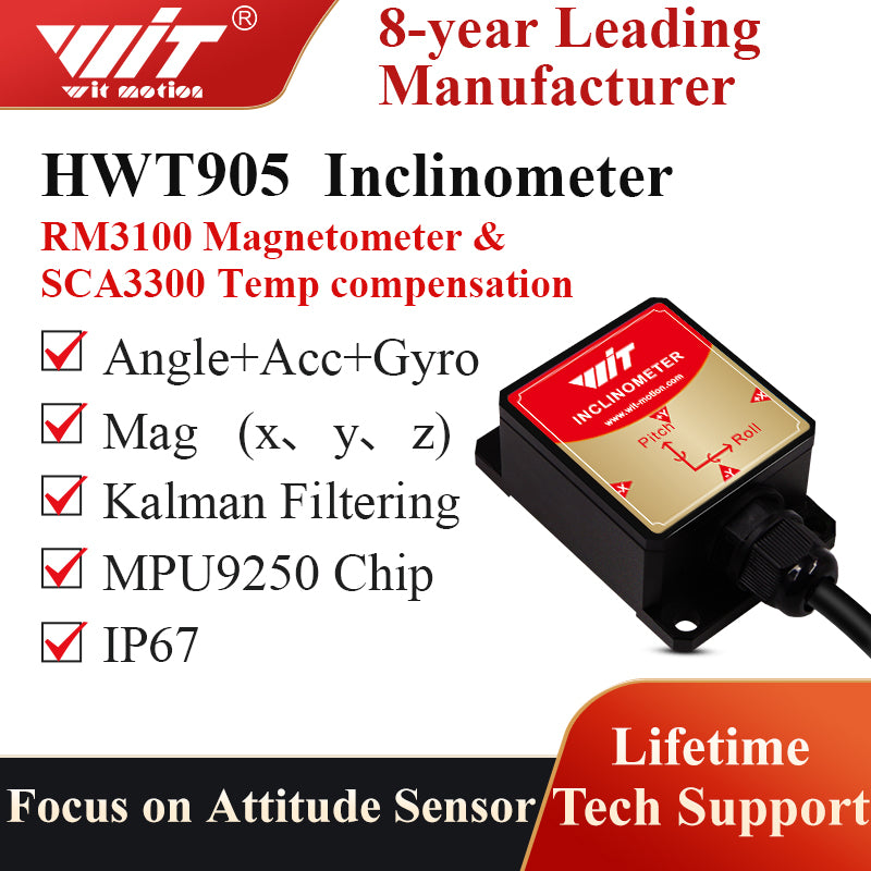 [Industry-Grade Accelerometer+Inclinometer] HWT905 MPU9250 9-axis  Gyroscope+Angle(XY 0.05° Z axis 1° Accuracy)+Digital Compass with Kalman  Filter, 