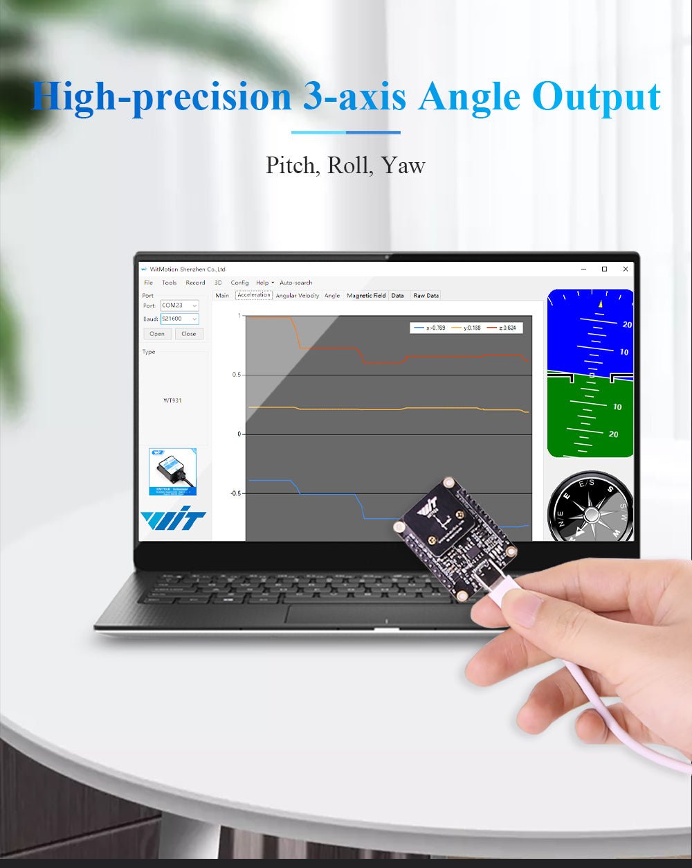 HWT906 - TTL - Accelerometer+Inclinometer - mpu6050 - mpu9250+Angle Sensor Gyroscope for Arduino Magneometer.