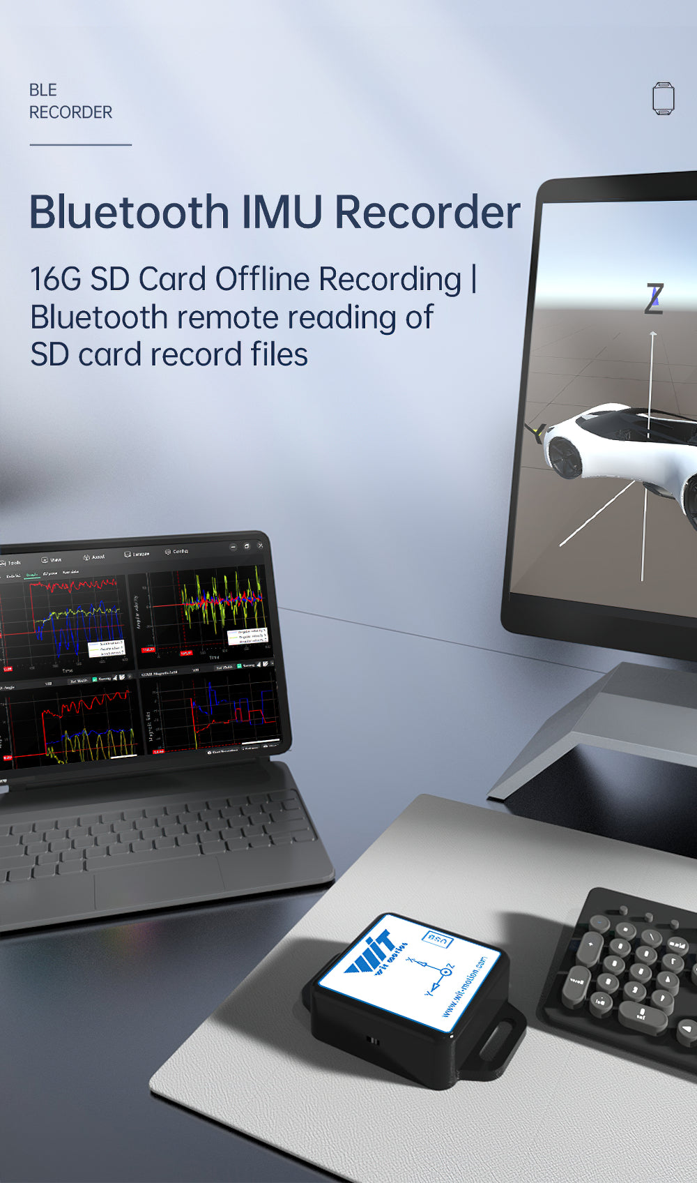 WT901SDCL-BT50 Bluetooth remote reading SD card Low-Power Accelerometer, 9-axis Gyroscope+Angle(XY 0.05° Accuracy)+Magnetometer - WitMotion