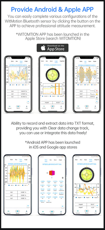 WT901SDCL-BT50 Bluetooth remote reading SD card Low-Power Accelerometer, 9-axis Gyroscope+Angle(XY 0.05° Accuracy)+Magnetometer - WitMotion