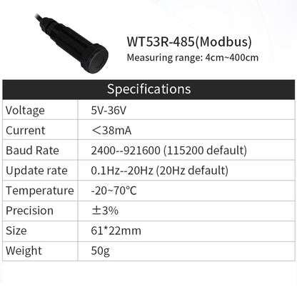 WitMotion Laser Distance Sensor WT53R Distance Module UART Output 5-36V (Laser Class 1, no harm to body or environment) - WitMotion