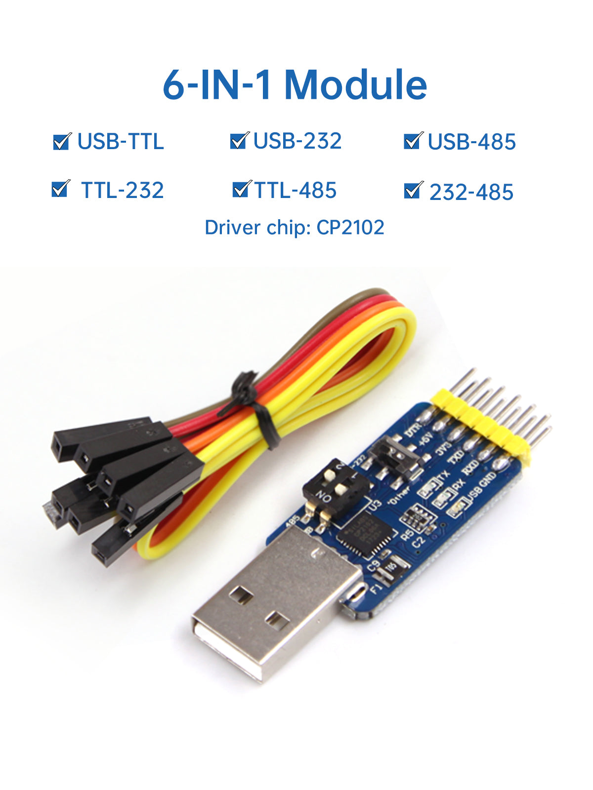 [6-in-1] USB to Serial Converter, Multifunctional (USB to TTL/RS485/232, TTL-RS232/485, 232 to 485) - WitMotion ShenZhen CO.,LTD