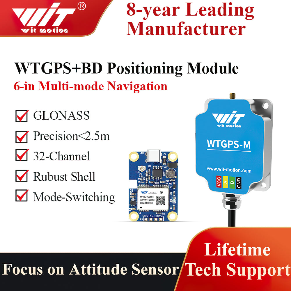 WitMotion High-Precision | GNSSSOC WTGPS+BD GPS,GLONASS,QZSS,NMEA0183 Module, With Flight Control, Antenna for Arduino