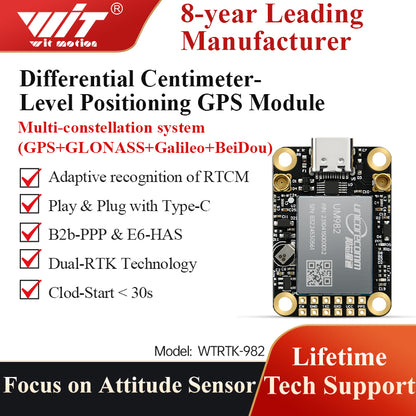 Unicore UM982 UM980 UM960 BDS/GNSS RTK Board Base Station Unicore OEM Development Kit, high-precision centimeter-level differential relative positioning and orientation - WitMotion