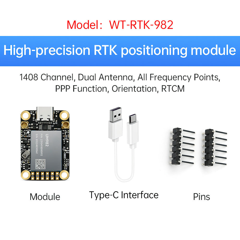 WITMOTION GPS-RTK Module UM982 ZED-F9P High-precision Centimeter-level Differential Relative Positioning and Orientation UM960