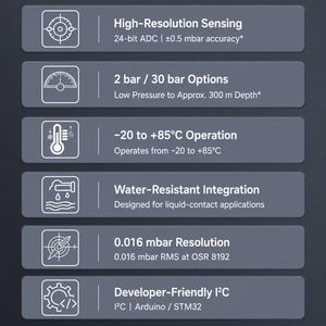 High-Precision Water Depth Sensor with Temperature Measurement