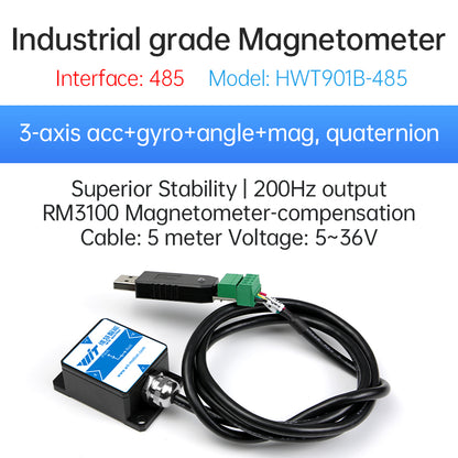 [Military-Grade Accelerometer+Inclinometer] HWT901B MPU9250 9-axis Gyroscope+Angle(XY 0.05° Accuracy)+Digital Compass+Air Pressure+Altitude, Magnetometer Compensation AHRS IMU | Kalman Filtering