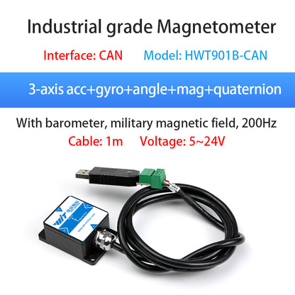 [Military-Grade Accelerometer+Inclinometer] HWT901B MPU9250 9-axis Gyroscope+Angle(XY 0.05° Accuracy)+Digital Compass+Air Pressure+Altitude, Magnetometer Compensation AHRS IMU | Kalman Filtering