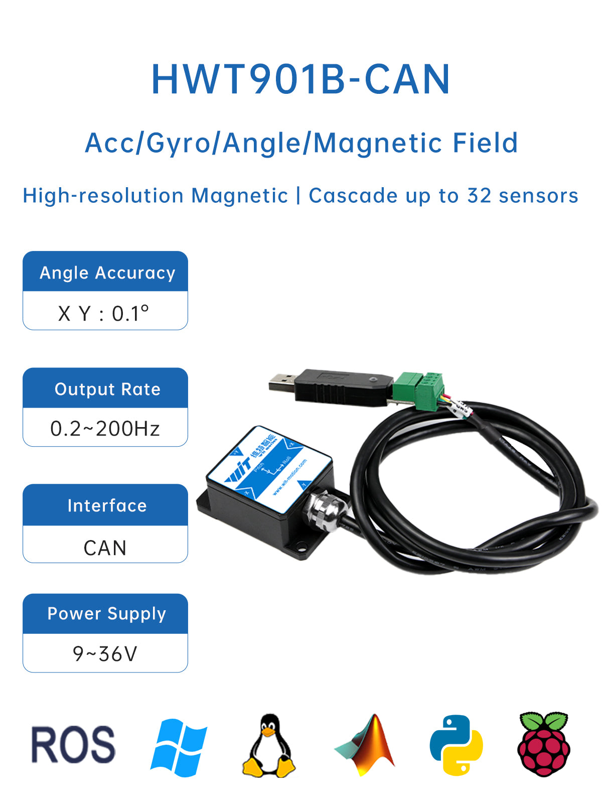[HWT901B] MPU9250 9-axis Gyro+Angle+Digital Compass+Pa+Altitude, Mag Compensation AHRS IMU - WitMotion ShenZhen CO.,LTD