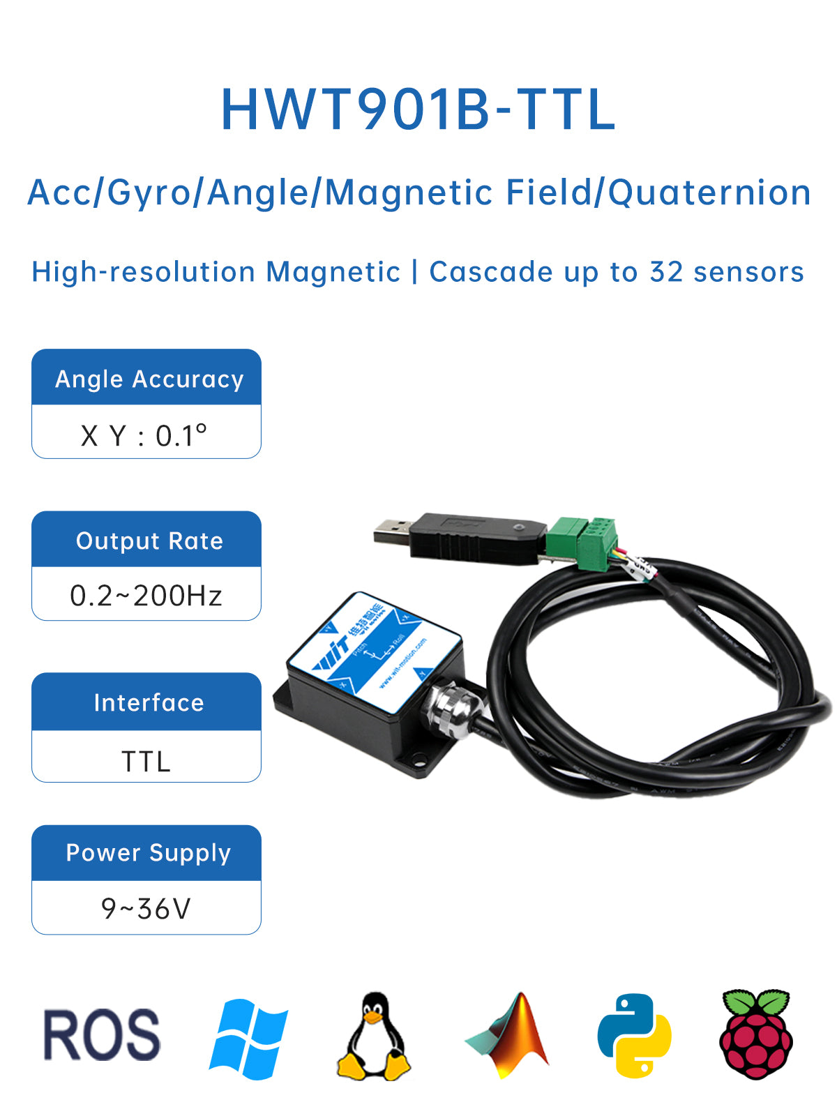 [HWT901B] MPU9250 9-axis Gyro+Angle+Digital Compass+Pa+Altitude, Mag Compensation AHRS IMU - WitMotion ShenZhen CO.,LTD
