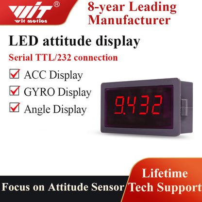 Acceleration Sensor Angle Digital Tube 4-digit digital Serial TTL/232/485 level control LED display - WitMotion