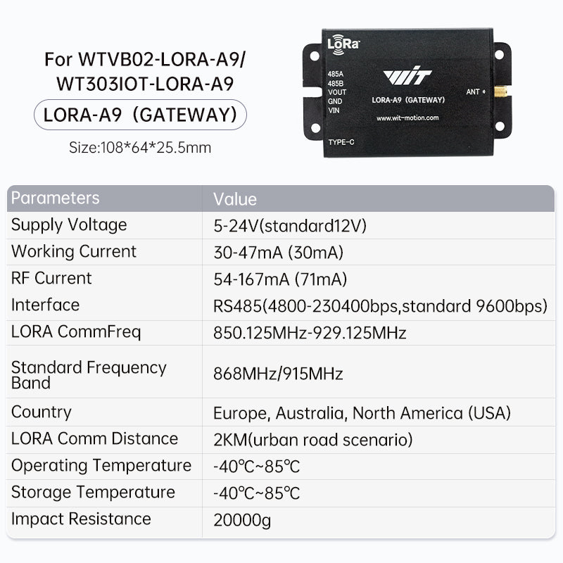 [WT303IOT-LORA- A9] Wireless Tilt/Vibration Alarm Angle Acceleration Sensor Remote Monitoring Anywhere, Anywhere for 5 Y
