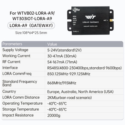 [WT303IOT-LORA- A9] Wireless Tilt/Vibration Alarm Angle Acceleration Sensor Remote Monitoring Anywhere, Anywhere for 5 Y