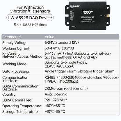 [WT303IOT-LORA- A9] Wireless Tilt/Vibration Alarm Angle Acceleration Sensor Remote Monitoring Anywhere, Anywhere for 5 Y