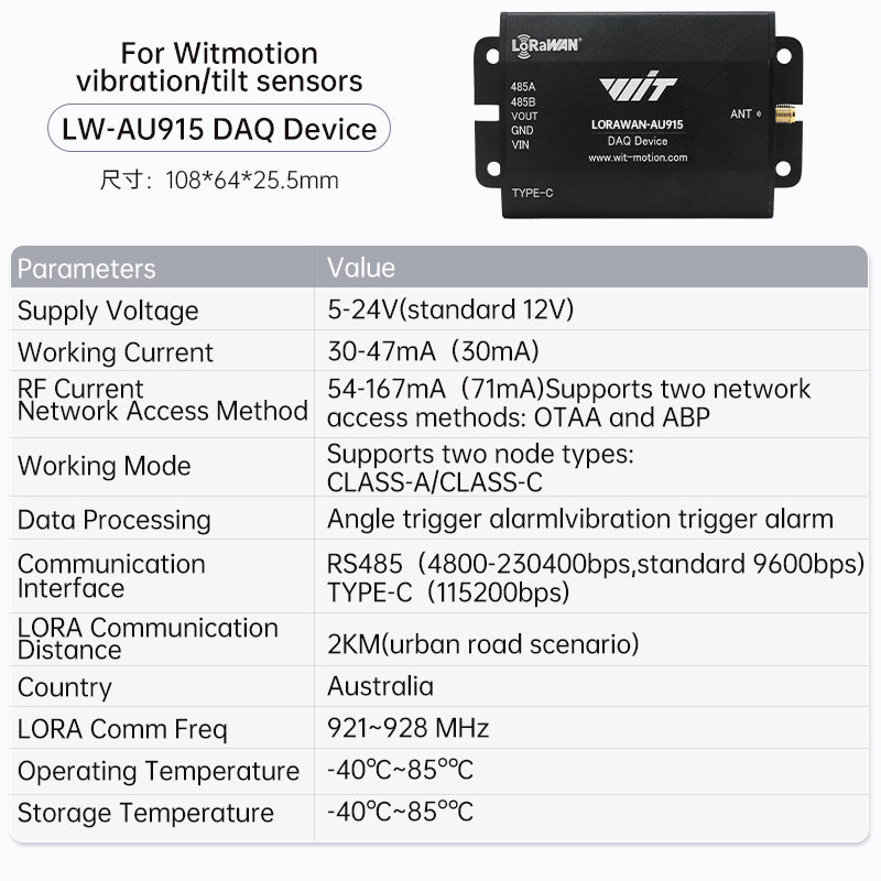 [WT303IOT-LORA- A9] Wireless Tilt/Vibration Alarm Angle Acceleration Sensor Remote Monitoring Anywhere, Anywhere for 5 Y