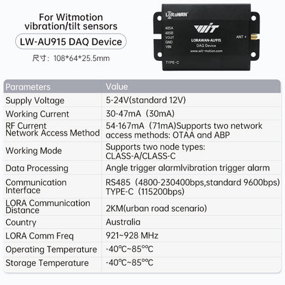 [WT303IOT-LORA- A9] Wireless Tilt/Vibration Alarm Angle Acceleration Sensor Remote Monitoring Anywhere, Anywhere for 5 Y