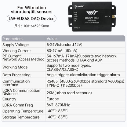 [WT303IOT-LORA- A9] Wireless Tilt/Vibration Alarm Angle Acceleration Sensor Remote Monitoring Anywhere, Anywhere for 5 Y