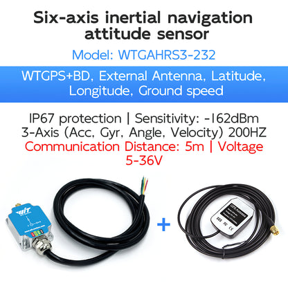 Industry-Grade Beidou WTGAHRS3 6-axis GPS-IMU Accelerometer+Gyros+Angle(Static 0.05°, Dynamic 0.1°)+Latitude and longitude, grou - WitMotion