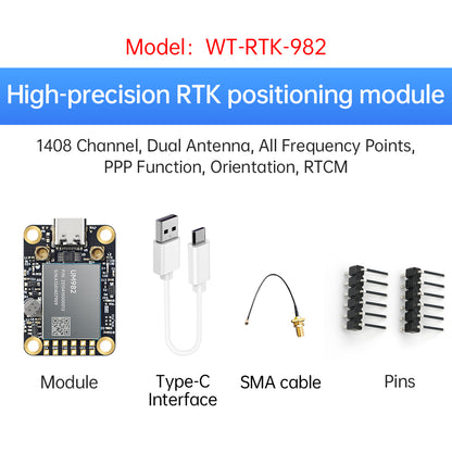 WITMOTION RTK GNSS/INS Module UM982/UM980 ZED-F9P High-precision Centimeter-level Differential Relative Positioning and Orientation UM980