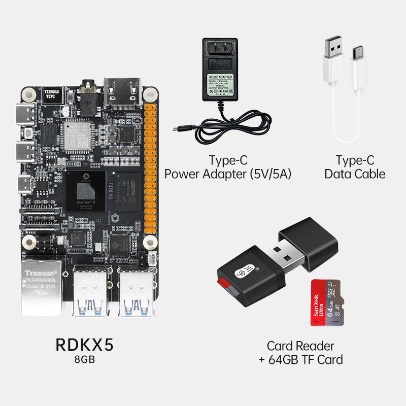 D-Robotics RDK X5 Robot Dev Kit 8GB RAM AI Large Model Sunrise 5 Chip 10TOPS Octa-core Cortex A55 for Edge Computing Projects - WitMotion ShenZhen CO.,LTD