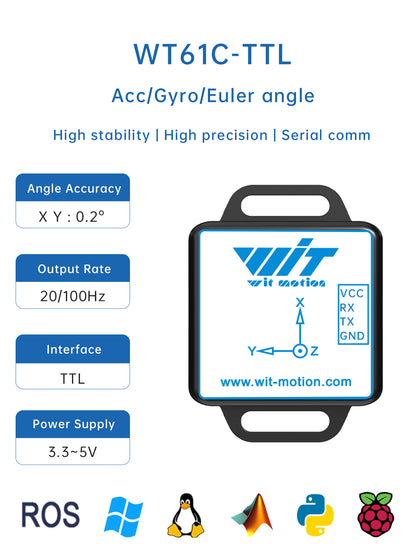 [WT61C] High-Accuracy Acc Sensor, 6-Axis Acc+Gyro+Angle, MPU6050 AHRS IMU for Arduino - WitMotion ShenZhen CO.,LTD