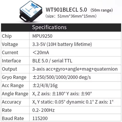 WitMotion WT9011DCL Bluetooth 5.0 Accelerometer Gyroscope Angle Sensor Electronic Compass Magnetometer Inclinometer