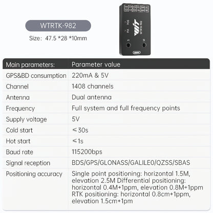 WITMOTION RTK GNSS/INS Module UM982 ZED-F9P High-precision Centimeter-level Differential Relative Positioning and Orientation UM980