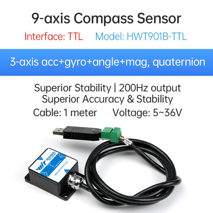 HWT901B - TTL - Accelerometer+Inclinometer - mpu6050 - mpu9250+Angle Sensor Gyroscope for Arduino Magneometer.
