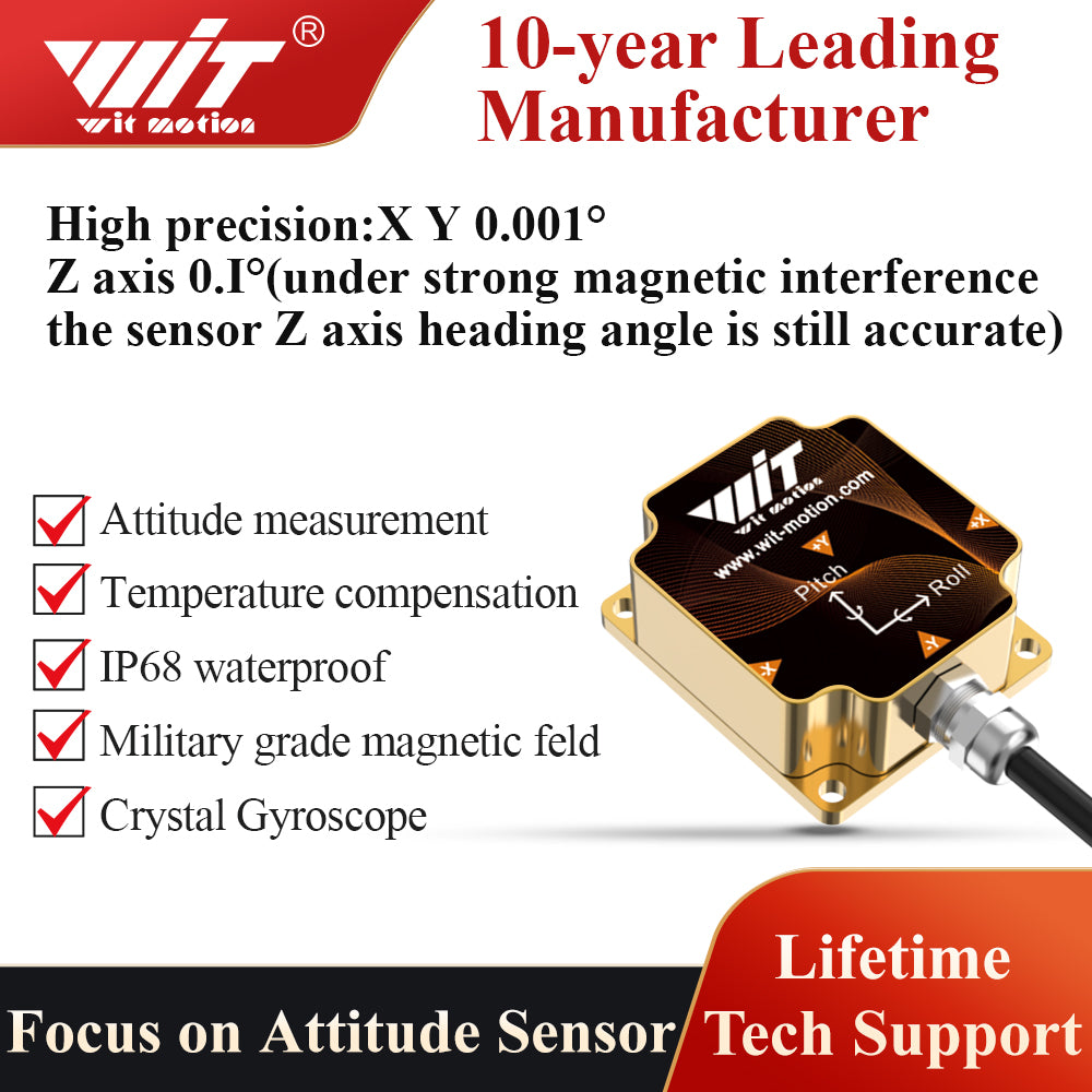 WitMotion HWT9073 AHRS 3-Axis Acceleration+Gyro+Euler Point+Mag filed, built in MMC3630 Mag filed chip and IP67 Waterproof - WitMotion