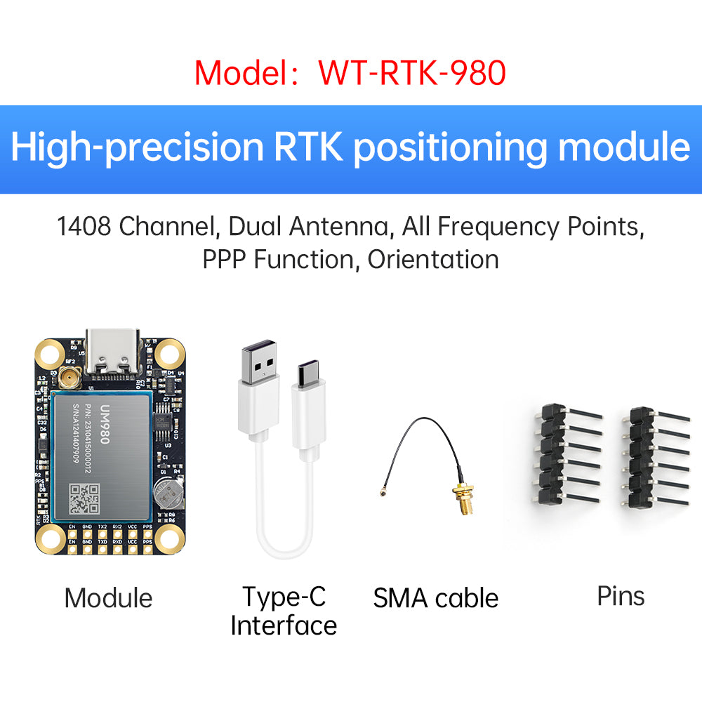 WITMOTION RTK GNSS/INS Module UM982/UM980 ZED-F9P High-precision Centimeter-level Differential Relative Positioning and Orientation UM980