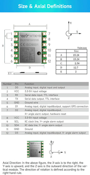 WT901B - Accelerometer+Inclinometer - mpu6050 - mpu9250+Angle Sensor Gyroscope for Arduino Magneometer.