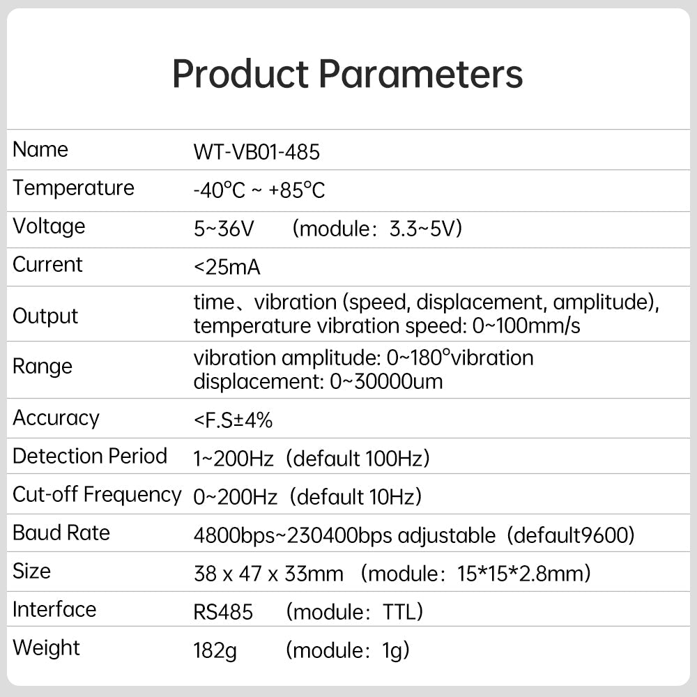 WTVB01 - 485 M(1m) - Accelerometer+Inclinometer - mpu6050 - mpu9250+Angle Sensor Gyroscope for Arduino Magneometer.