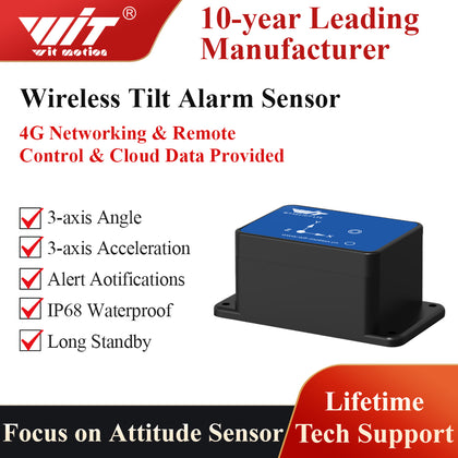 WitMotion WT301IOT-LTE 4G Wireless Tilt Alarm Angle Acceleration Sensor Remote Monitoring Anywhere, Anywhere for 5 Years