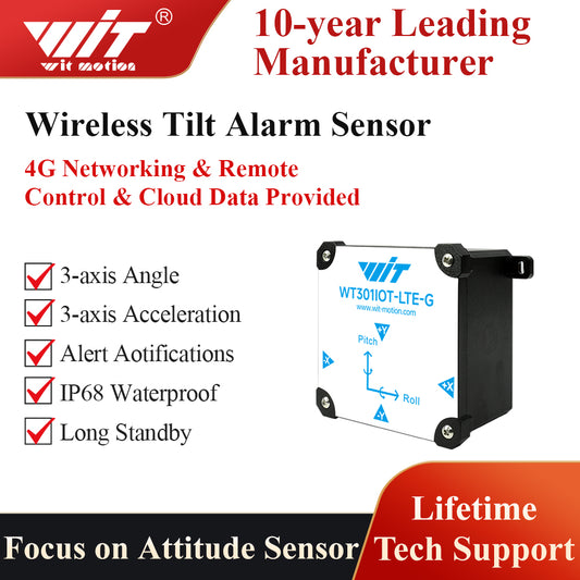 WitMotion WT301IOT-LTE 4G Wireless Tilt Alarm Angle Acceleration Sensor Remote Monitoring Anywhere, Anywhere for 5 Years