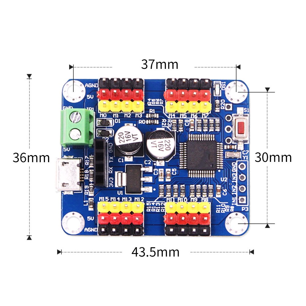 WitMotion 16 Channel Bluetooth PWM Servo Driver Controller Board Module PCB Steering Gear for SG90 MG995 Arduinos Robot and More