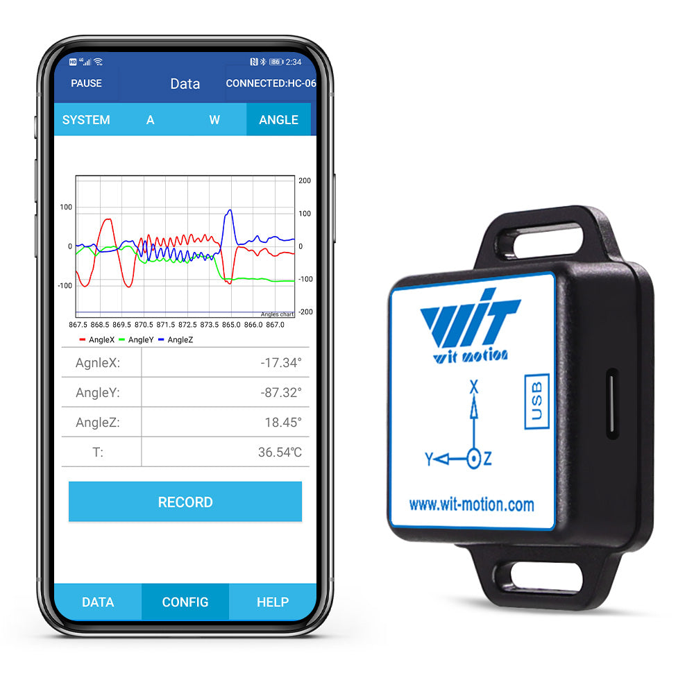 [Bluetooth Accelerometer+Inclinometer] BWT901CL MPU9250 High-Precision 9-Axis Gyroscope+Angle(XY 0.05° Accuracy)+Magnetometer with Kalman Filter, 200Hz High-Stability 3-axis IMU Sensor for Arduino - WitMotion