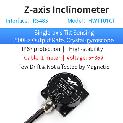 HWT101CT-TTL Military Grade Z-Axis Inclinometer, MEMS Tilt Sensor, Built-in Highly Integrated Crystal Gyroscope Rotation Angle Attitude Sensor Kalman Filter Algorithm, Automatic Data Storage, Multi-Cascade Support - WitMotion