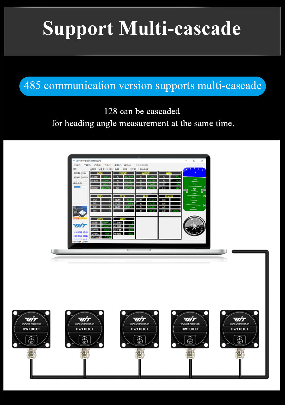 Z-Axis 1000HZ HWT101CT IP68 Z-Axis 0.1° Crystal Inclinometer, MEMS Tilt Angle Sensor, Built-in High-Integrated Crystal Gyroscope for Robot Application - WitMotion