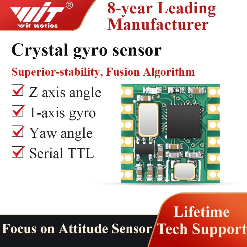 【HWT101 Military-Grade Crystal Inclinometer】MEMS Tilt Angle Sensor Module, Built-in Highly-Integrated Crystal Gyroscope [ Z-axis Angle Measurement] for Robot Application and Industrial Usage - WitMotion