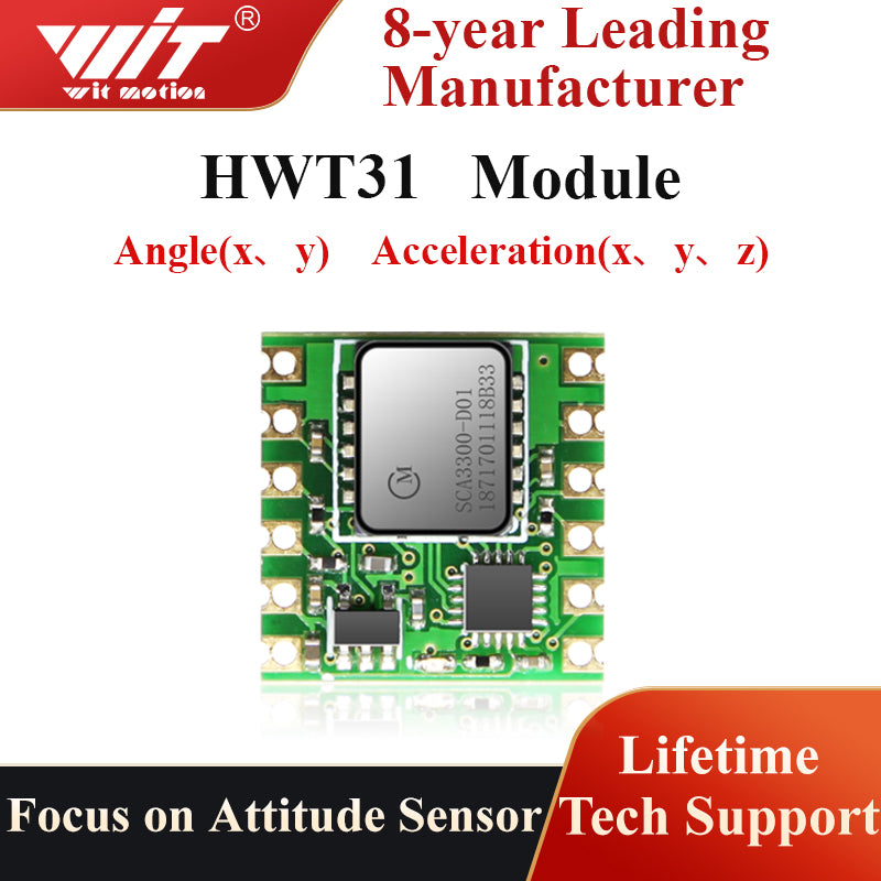 【HWT31 Low-Noise Accelerometer Module】3-Axis Acceleration+Gyroscope+Dual-Axis Tilt Angle Sensor [ High-Revolution SCA3300 Temp-Compensation Chip], Excellent Bias Stability AHRS IMU - WitMotion