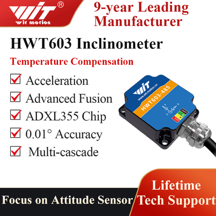 WitMotion HWT603-485 High-Precision Inclinometer HWT603 Military-Grade Accelerometer+Angle+Angular velocity, Temperature Compensation, Tilt Angle