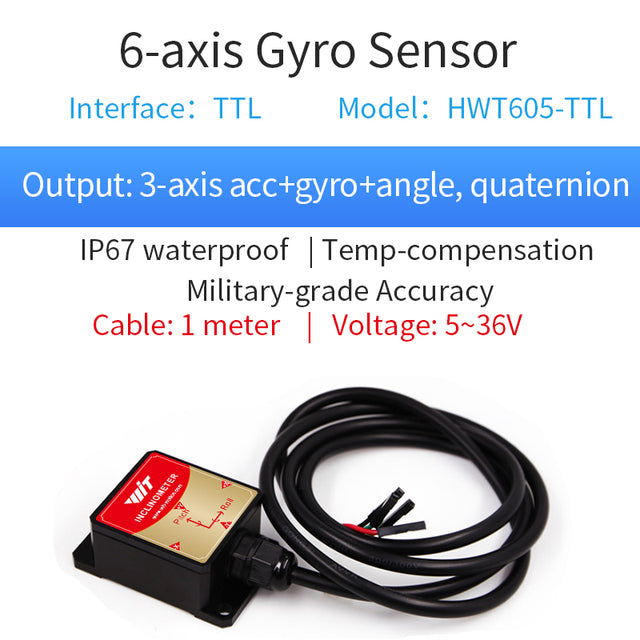 [Military grade accelerometer + inclinometer] HWT605-TTL/232 6-axis gyroscope + angle (XY 0.05° accuracy) + Kalman filter digital compass, IP67 waterproof - WitMotion