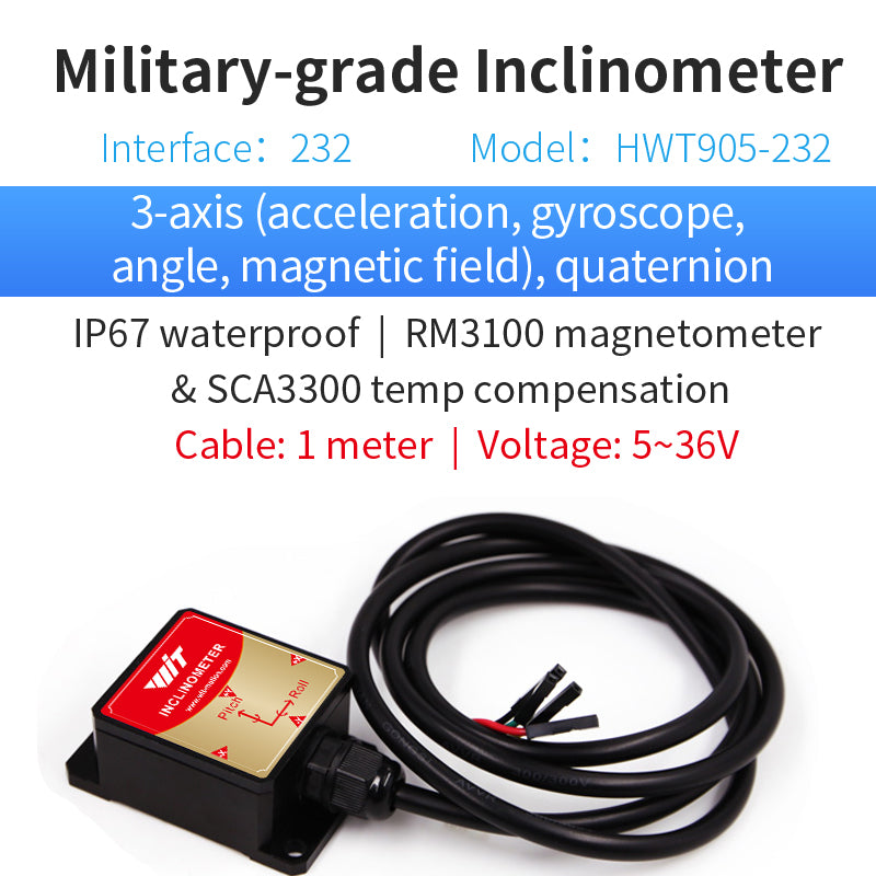 【9-Axis Offline Accelerometer Data Logger】WT901SDCL High-Precision Gyroscope+Angle (XY 0.05° Accuracy)+Magnetometer with Kalman Filtering, MPU9250 200Hz Inclinometer Sensor with 16G SD Card - WitMotion