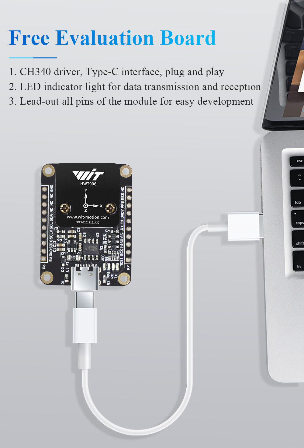 High-Precision Inclinometer HWT906 1000Hz Military-Grade Accelerometer+Digital Compass+Gyro,with Temperaturer Compensation - WitMotion