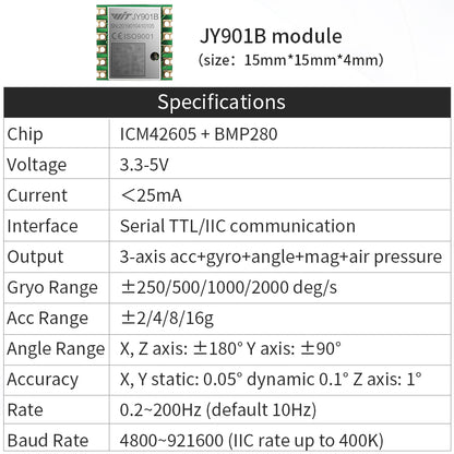 【9-Axis Accelerometer+Tilt Sensor】WT901 High-Accuracy Acceleration+Gyroscope+Angle +Magnetometer with Kalman Filtering, Triaxial MPU9250 AHRS IMU (IIC/TTL, 200Hz), for PC/Android/Arduino - WitMotion