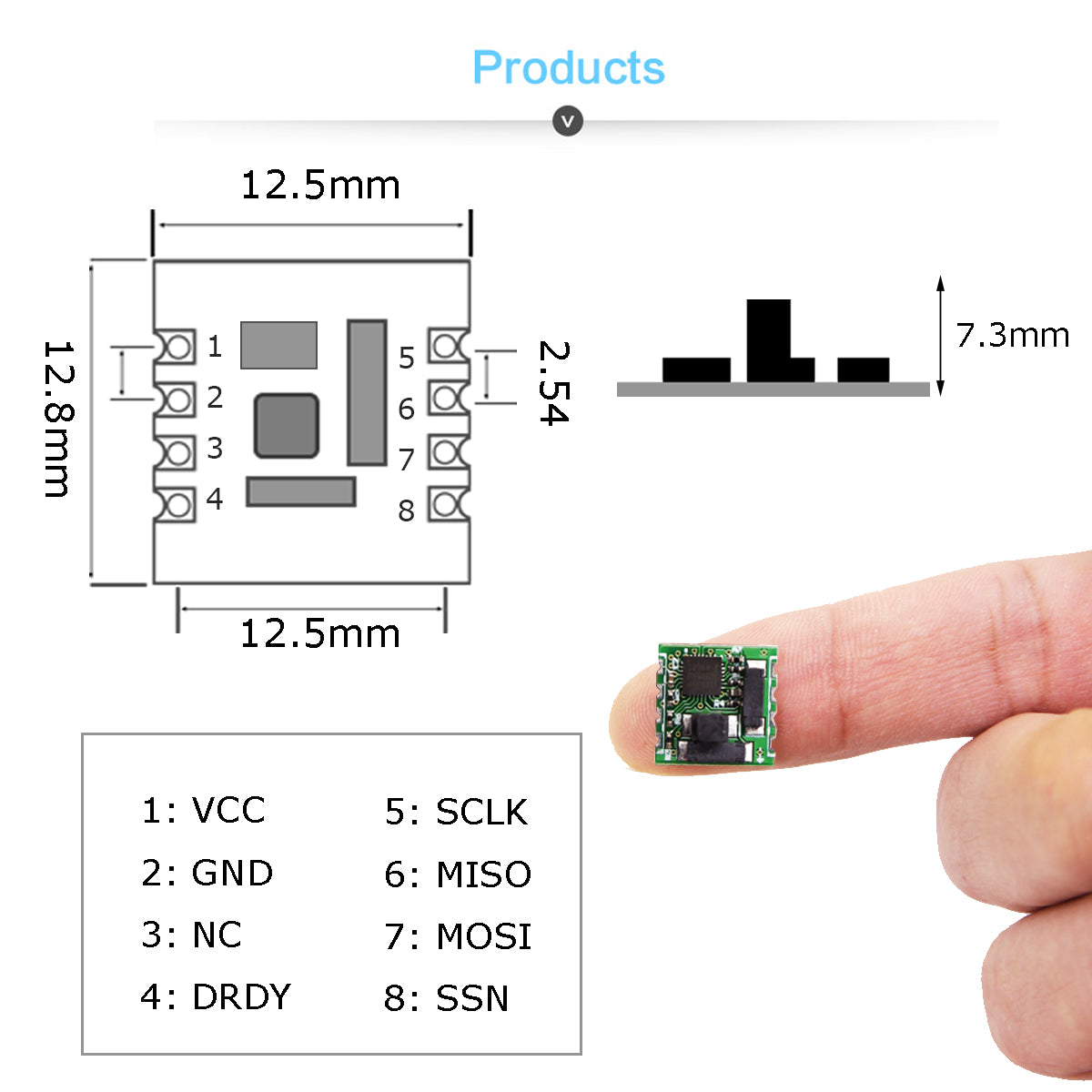 WitMotion RM3100 Military-Grade Magnetometer Compensation Chip, PNI RM3100 High-Accuracy Magnetometer Geomagnetism,SPI Interface - WitMotion