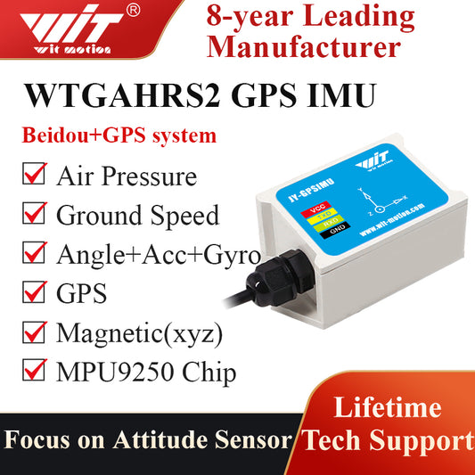Industry-Grade Beidou WTGAHRS2 10-axis GPS-IMU Accelerometer+Gyros+Angle(XY 0.05°)+Magnetometer+Air Pressure+Latitude+Longitude - WitMotion