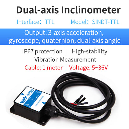 WitMotion SINDT Dual-axis AHRS 200Hz MPU6050 3-Axis Acceleration+Gyro+Quaternion+2-Axis Angle(XY 0.05°Accuracy), IP67 Waterproof - WitMotion