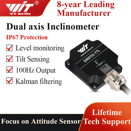 WitMotion SINDT01 Single-axis AHRS Modbus 2-Axis Angle(X-axis 0.1°Accuracy),SINDT02 Dual-axis (XY 0.1°Accuracy) IP67 Waterproof